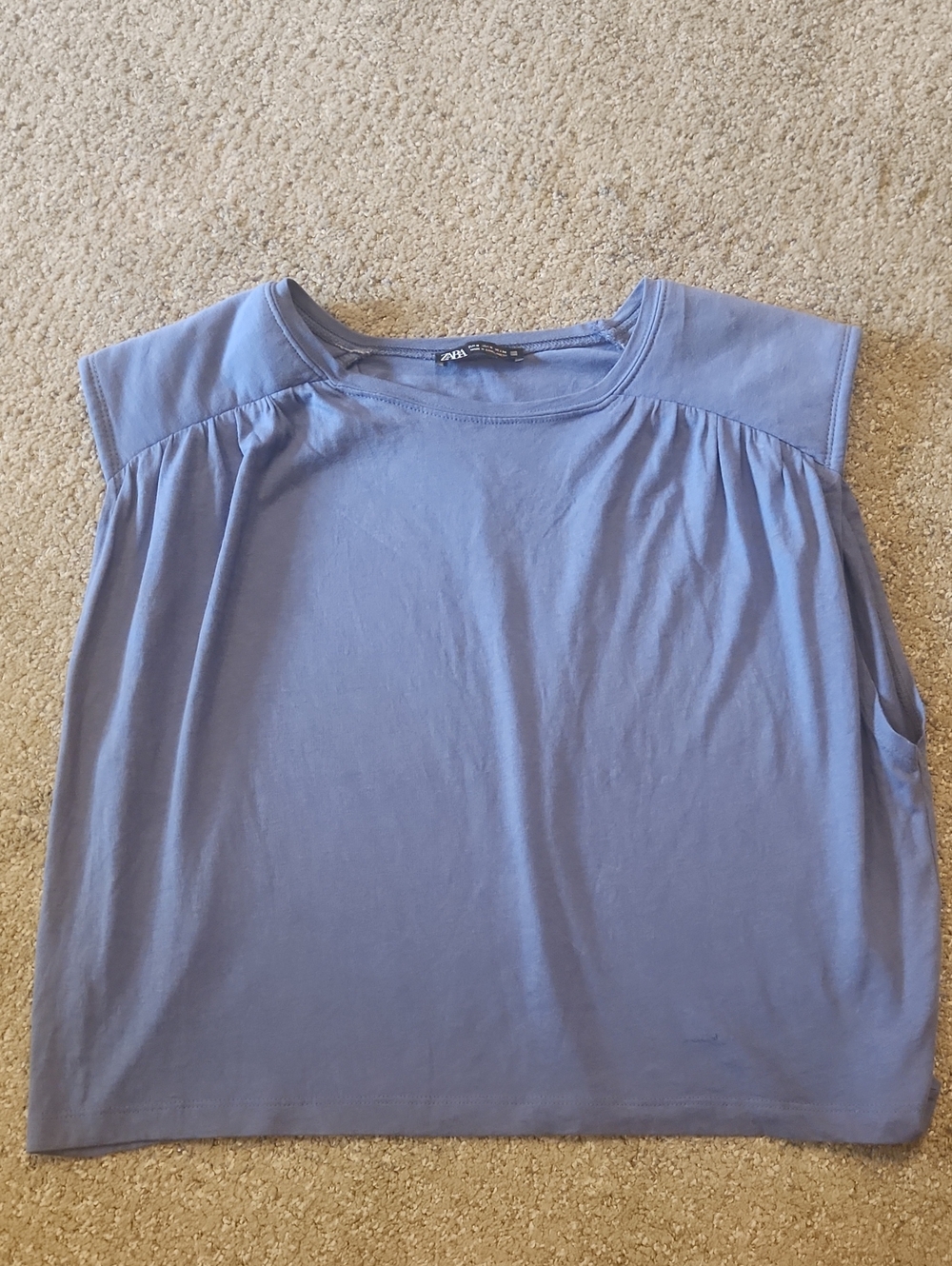 Zara Lavender Cap-Sleeve Boxy Crop Top